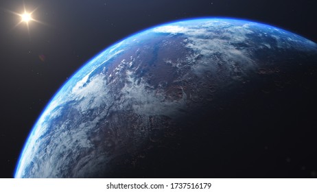 3D rendering of the process of terraforming Mars. The phased appearance of the atmosphere and clouds as a result of humanity colonization of the red planet. Elements of this image furnished by NASA