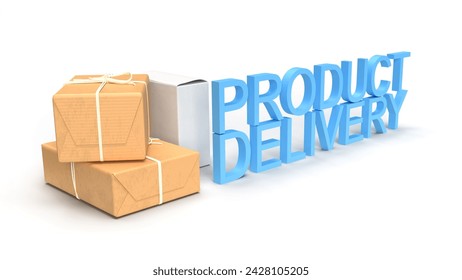 3d rendering of Product delivery concept on white background.