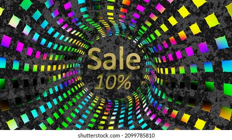 3d Rendering Product Discount Card Of 10 Percent. Sale Label For Stock Price.