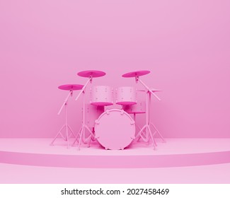 3d rendering professional drum set illustration design. Front view