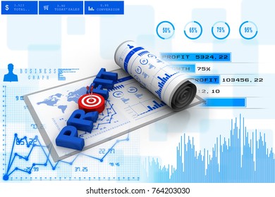 3d rendering Profit with target
