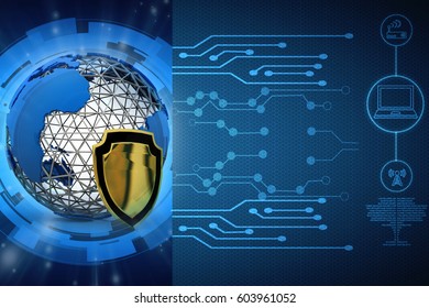 3d rendering Protect the World
