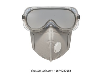 3d rendering of Protective glasses and Face mask, isolated on white background with clipping paths.