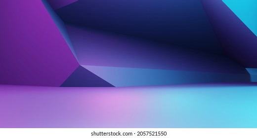 3d rendering purple   blue abstract geometric background  Cyberpunk concept  Scene for advertising  technology  showcase  banner  cosmetic  fashion  business  Sci  Fi Illustration  Product display