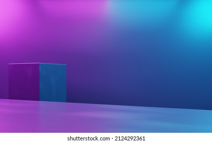 3d rendering purple   blue abstract geometric background  Cyberpunk concept  Scene for advertising  technology  banner  cosmetic ads  showroom  business  Sci  Fi Illustration  Product display
