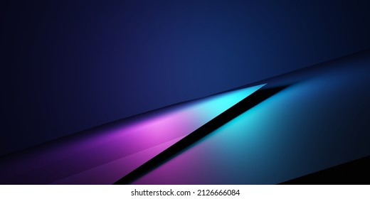 3d Rendering Of Purple And Blue Abstract Geometric Background. Cyberpunk Concept. Advertising Design, Technology, Showcase, Banner, Cosmetic, Business, Metaverse. Sci-Fi Illustration. Product Display