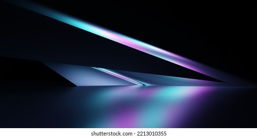 3d rendering of purple and blue abstract geometric background. Scene for advertising, technology, showcase, banner, game, sport, cosmetic, business, metaverse. Sci-Fi Illustration. Product display - Powered by Shutterstock