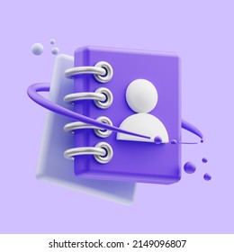 3d Rendering Of Purple Contact Book Icon Illustration