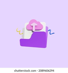 3d Rendering Of Purple Online Web File Upload Icon Illustration Concept, Suitable For Your Web Illustrations, Application Icons And More