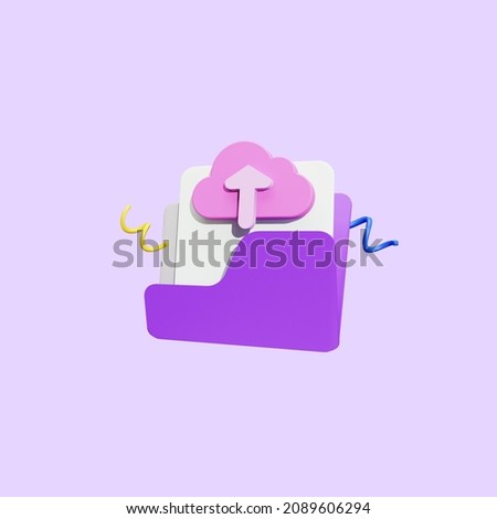 3d rendering of purple online web file upload icon illustration concept, suitable for your web illustrations, application icons and more