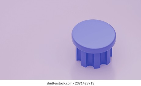 3d rendering PURPLE pole podium isolated on blue background glossy texture.