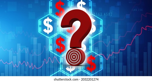3d rendering question mark with target