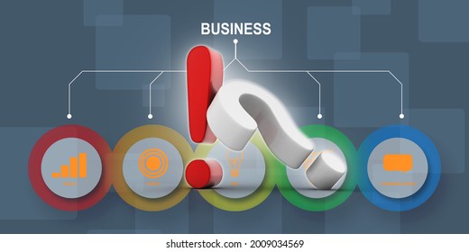 3d rendering questionmark with exclamation mark