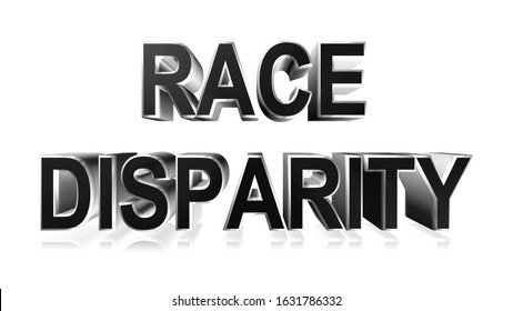 3D rendering race disparity word -  ethnic intolerance  concept letter design isolated on white background
