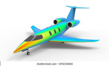 3d rendering - rainbow colored jet plane