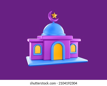 3D Rendering Ramadan Icon - Mosque Perspective View