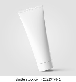 3d Rendering Of Realistic Blank White Facial Skin Care Cosmetic, Makeup And Medical Matte Plastic Cream Tube Product Packaging Isolated Mockup Presentation Showcase