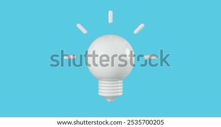 3D rendering, Realistic blue bulb for inspiration or new idea symbol and icon, isolated on white background.