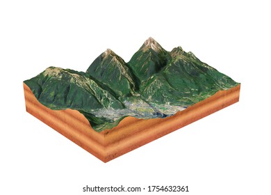 3D Rendering Realistic 3D Map Of Aspen Colorado , United States