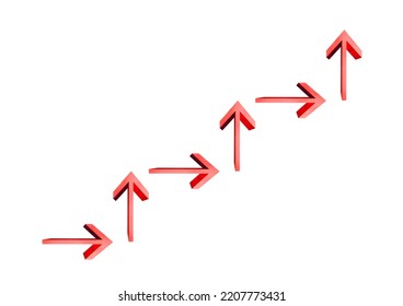 3d Rendering Red Arrow Chart