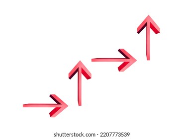 3d Rendering Red Arrow Chart