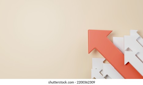 3D Rendering Of Red Arrow Symbol Leading White Arrow. Concept Of Inspiration, Commitment And Successful Business Leadership Teamwork With Copy Space Business Design. Illustrations