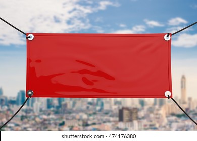 3d Rendering Red Blank Vinyl Banner