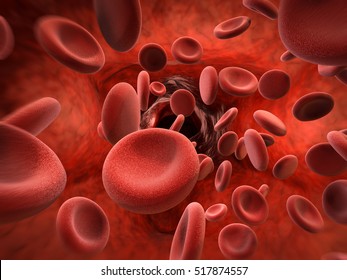 3d rendering red blood cells in vein