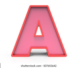 3d Rendering Red Building Block Letter A Isolated White Background, Toylike Alphabet For Design