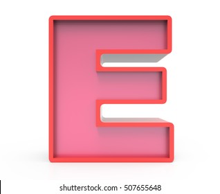 3d Rendering Red Building Block Letter E Isolated White Background, Toylike Alphabet For Design