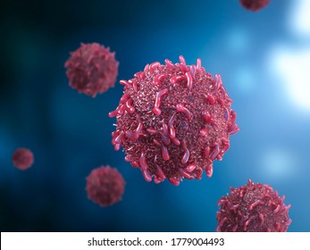 3d Rendering Red Cancer Cell In Blood