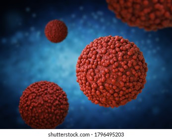 3d Rendering Red Cancer Cells In Blood