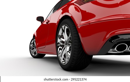 3D rendering of a red car on a white background