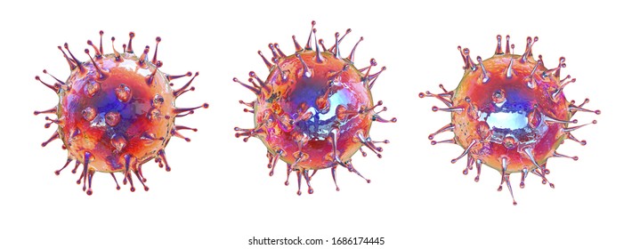 3d Rendering Red Coronavirus Cell Or Covid-19 Cell Isolated On White