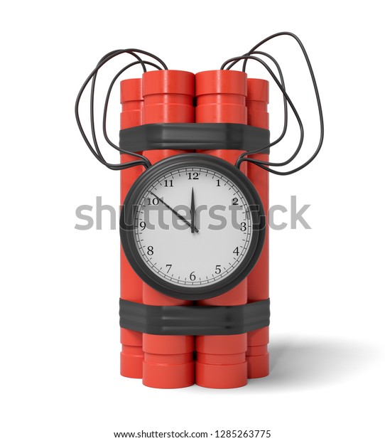 3d rendering of red dynamite stick time bomb
isolated on white background. Digital art. Explosive materials.
Time bomb ready to
explosion.