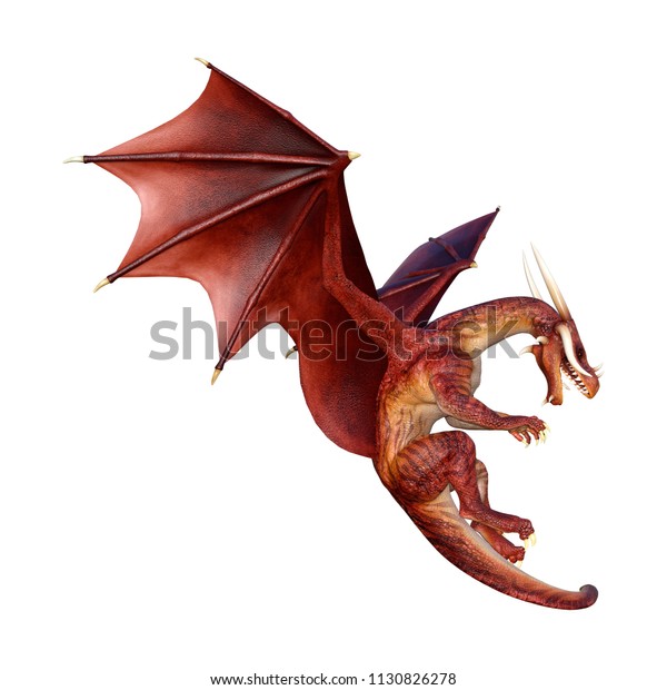 3d Rendering Red Fairy Tale Dragon Stock Illustration 1130826278