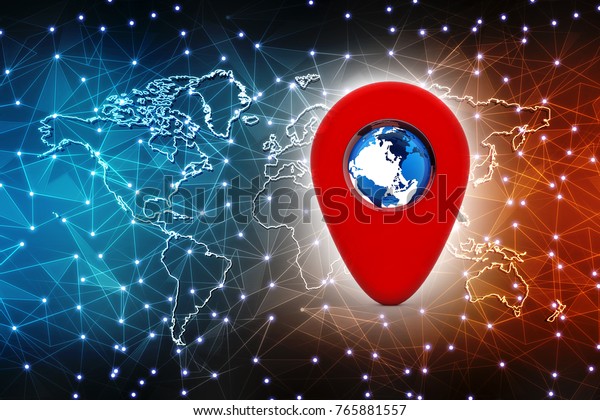 3d rendering Red map pointer with globe.\
navigation concept, Gps navigation, travel destination, location\
and positioning\
concept