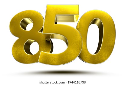 3D rendering Red number 850 isolated on white background.with clipping path.