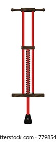 3D Rendering Of A Red Pogo Stick Isolated On White Background