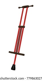 3D Rendering Of A Red Pogo Stick Isolated On White Background