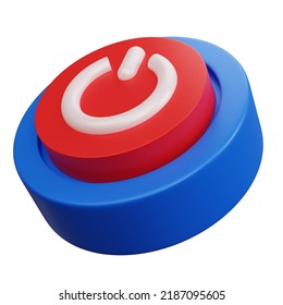 3d Rendering Red Power Button Isolated