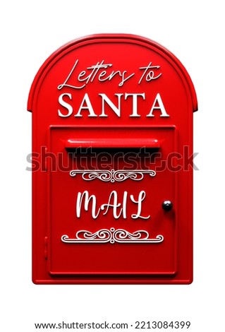 3D rendering of a red Santa Claus mailbox isolated on white background