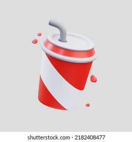 3d Rendering Of Red Soda Cup Cute Icon Illustration