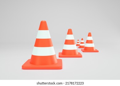 3D Rendering Red Traffic Cone Construction Isolated Unformatted Number Five