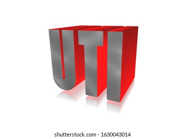 3D rendering red UTI abbreviation -  urinary tract infection concept letter design isolated on white background
