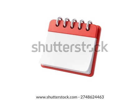 3d rendering of a red and white calendar with blank space, isolated on white background, perfect for scheduling and planning concepts.