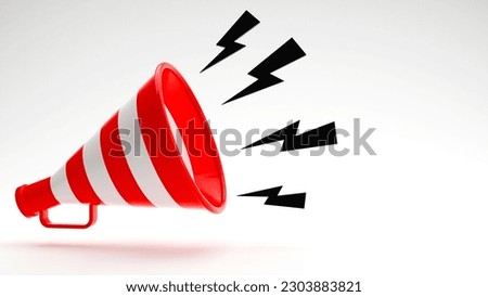 3d rendering of red and white magaphone or bullhorn  on white background 