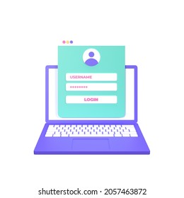 3D Rendering Registration Concept by Entering Username And Password.