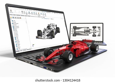 3D Rendering Representing An Formula One Car Development With 3D Software