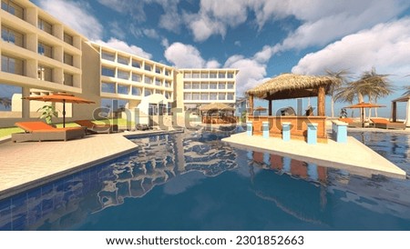 3D rendering of the resort hotel